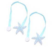 jojofuny Magnetic Curtain Buckle Tiebacks 2pcs with Sea Star Design Easy Storage Fabric and Resin Drapes Fasteners for Study Room and Bedroom Window Decoration