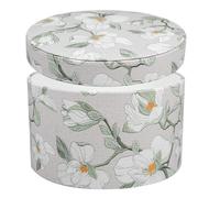 jojofuny Magnolia Pu Leather round Lidded Box Light Green Small Favor Packaging Box for Wedding Party Candy Storage and Decorative Use