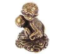 jojofuny Mini Copper Monkey Ornament Desktop Decor Chinese Style Small Monkey Statue Gold Finish Table Adornment