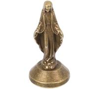 jojofuny Miniature Brass Virgin Mary Statue with Realistic Design, Lightweight and Portable Religious Figurine for Office and Car Tabletop Decoration