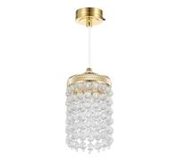 jojofuny Miniature Dollhouse Chandelier: 1/12 Scale Beaded Hanging Lamp - Gold Mini Ceiling Light for Dollhouse Decoration, Led Battery Operated Chandelier Model for Furniture Accessories