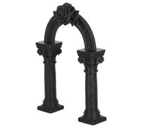 jojofuny Miniature European Roman Column Archway Model, Black Small Plastic Architecture Diorama Accessory for Fairy Garden, Wedding Display, and Tabletop Scenery