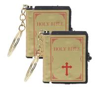 jojofuny Miniature Holy Bible Keychain Pendant 2pcs Set Religious Book Keyring with Sturdy Metal Ring for Everyday Use