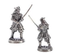 jojofuny Miniature Japanese Samurai Statues for Bonsai 2Pcs Warrior Figurines Asian Desk Ornaments Vintage Metal Zen Garden Accessories Small Historical Sculpture for Home Office Decor