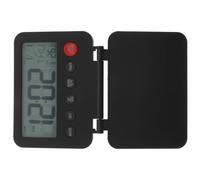 jojofuny Minimalist Flip Cover Desk Alarm Clock with Integrated Night Light Digital Display Showing Temperature Date Non-ticking Silent Design for Bedside Living Travel Office Use Black
