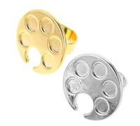 jojofuny Nail Palette Ring Metal 2pcs Minimalist Ringshaped for Color Blending and Mixing Pigments Suitable for Nail Artists On-the-Go