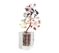 jojofuny Natural Crystal Money Tree Bonsai for Wealth and Luck Feng Shui Positive Energy Decoration for Home Office Yoga Space Handmade Unique Crystal Cluster with Amethyst and Fluorite