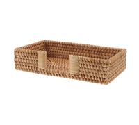 jojofuny Natural Rattan Woven Tissue Box Organizer Vintage Square Napkin Holder for Kitchen Bathroom Desktop Storage and Guest Towel Dispenser