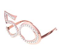 jojofuny Novelty Eyewear 50th Rose Gold 50 Years Old Glasses with Rhinestones Funny Eyewear Plastic Costume Photo Booth Prop Party Decorations Birthday Party Accessories