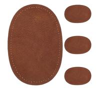 jojofuny Oval Sew-On Elbow Repair Patches 2 Pairs PU Leather Coffee Colour with Easy Stitching for Trousers and Shirt Mending