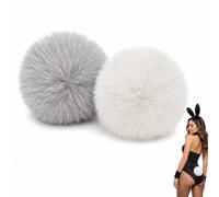jojofuny Pack of 2 Rabbit Tail Plush Costume Accessories for Rabbits White Rabbit Costume Tail Women's Pom Pom Adult Clothing Miss