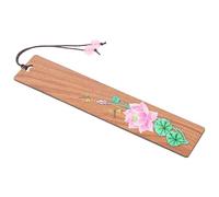 jojofuny Painted Lotus Wooden Bookmark, Creative Wood Page-Marker for Reading, Unique Delicate Book Label for Library and Office Use