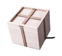 jojofuny Paulownia Square Storage Box with Cotton Lining Small Packaging Case for Tea Cups Handmade Wooden Organizer for and Fragile Items Smooth Surface Protective Wooden Case