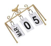 jojofuny Perpetual Calendar Frame Desktop Ornament with Date Display Rustic Home Decor for Office Study Classroom Unique Housewarming Gift Gold Iron Bird Design