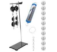jojofuny Physics Experiment Pulley Block Set for Middle School Physics Classrooms with Bracket and Hook Weights, Plastic and Iron Material, Simple Operation and Mechanics Experiments