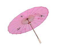 jojofuny Pink Classical Flower Dancing Umbrella Made of Bamboo and Silk with Smooth Polished Handle, Easy to Hold, for Restaurant Decoration and Festival Display Performance Props