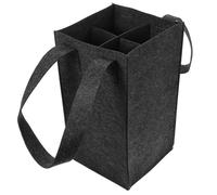jojofuny Portable Felt Wine Bottle Bag, 4 Bottle Carrier, Insulated Storage Tote for Red Wine, Black, 16x15x28cm, for Parties, Travel, Christmas