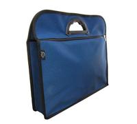 jojofuny Portable Oxford Fabric Document Pouch Bag with Double Layers and Zipper Dark Blue Organizer Tote for Files Notebooks and Small Items Comfortable PVC Handle for Travel and Office
