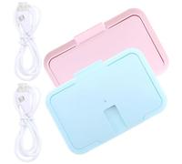 jojofuny Portable Wipe Warmer and Lightweight Design Large Capacity 2pcs with USB Cable, Abs Material Efficient Wet Tissue Heating for Diaper Changing and Outdoor Travel