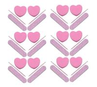 jojofuny Professional Manicure Nail Buffer Block Set with 60 Heart-shaped Pink Sponge Files, Good Polishing Effect and Easy to Carry for Nail Art Designs, for Individuals and Professional