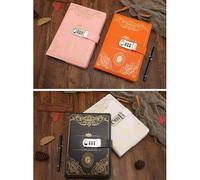 jojofuny Pu Cover Code Lock Notebook Journal Notepad 150 Sheets Vintage Style Code Lock Design Convenient Carrying for Trip and Sticking Photos