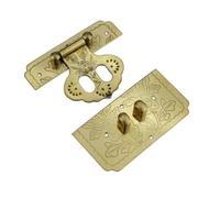 jojofuny Pure Copper Antique Latch Lock Square Jewelry Box Latch Retro Vintage Hardware for Wooden Boxes Wine Cabinets Decorative Lock Catch Golden