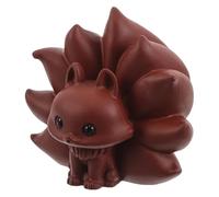jojofuny Purple Clay Tea Pet Fox Figurine Creative and Elegant Feng Shui Tea Ornament for Study and Office Accessory That Improves with Use