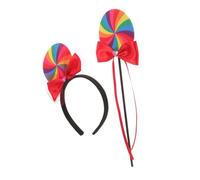 jojofuny Rainbow Party Headband and Wand for Colorful Cosplay Hair Hoop Prop Material S Day Accessory Vibrant Design for Birthday Celebrations and Festive Fun