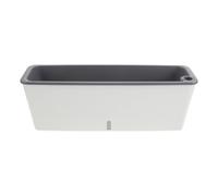 jojofuny Rectangular Plastic Vegetable Planter Box with Drainage, Long Herb Garden Flowerpot for Balcony and Windowsill, White Pot with Grey Basket, Indoor and Outdoor Gardening Container