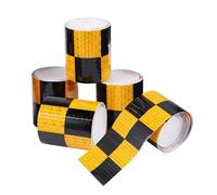 jojofuny Reflective Warning Tape Safety Sticker 4 Rolls Car for Train, and PVC Weatherproof Black Water Resistant Reflective Tape for Home Safety and Emergency Situations