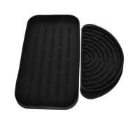 jojofuny Refrigerator Drip Catcher Tray and Silicone Draining Mat Set, Black Water Dispenser Drip Tray with Cut-to-fit Design for Kitchen Worktop and Fridge, 2pcs Set