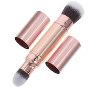 jojofuny Retractable Powder Brush Dual-end Makeup Brush Portable Plastic Handle Bristles that Don't Shed for Travel Use and Loose Powder Applicator