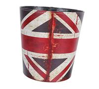jojofuny Retro European Style Waste Container Basket Large No-lid Trash Bin with Vintage Union Jack Pattern Leather Storage Bucket for Office and Home Practical Decorative Ash-bin