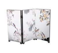 jojofuny Retro Mini Folding Screen 3-panel Traditional Chinese New Year Decoration, Foldable Room Divider with Pvc Foam Board and Acrylic, Office Decor Screen with Classic Asian Style