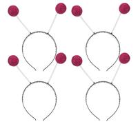 jojofuny Set of 4 Headband Aerial Headband Head Boppers with Glitter Balls Ball Costume Headdress Party Hair Accessories for Christmas Carnival Cosplay Decoration Rosy