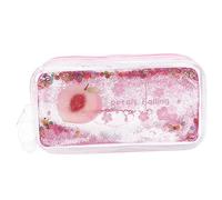 jojofuny Shiny Peach Pattern Pencil Case Quicksand Design Compact Portable Pen Bag for School Travel Moderate Capacity with Handle Lightweight Safe Zippered Storage