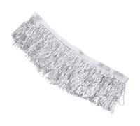 jojofuny Silver Sequin Tassel Fringe Trim for Latin Dance Costume Decoration, Plastic Material, Can Be Cut Freely, for DIY Dress Decoration and Festival Accessories