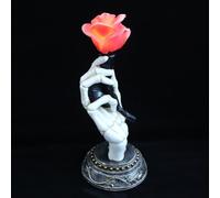 jojofuny Skeleton Hand Night Lamp with LED Light, Resin Gothic Inspired Home Decor for Day the Dead and Halloween, Reusable Romantic Skeleton Hand Holding Rose Centerpiece