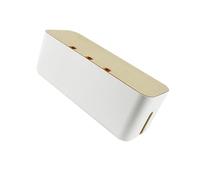 jojofuny Socket Case Cable Manager Rubber Wood and Abs with Large Opening Design Holes on Double Sides and Detachable Upper Cover for Tidy Cable Management at Home White