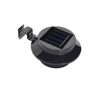 jojofuny Solar Powered 3 LED Wall Light Black Shell Warm White Solar Fence Light Outdoor Garden Gutter Lamp for Yard Porch Waterproof