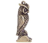 jojofuny Solid Brass Owl Pendant Keyring, Standing Decorative Brassware Ornament, Vintage Animal Tea Table Accent for Home Décor