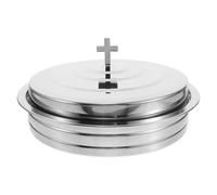 jojofuny Stackable Stainless Steel Holy Communion Tray Set with Large Bread Plate for Church Supplies, Reusable Dinnerware for Weddings and Baptism Tables, Sturdy Party Serving Plates