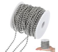 jojofuny Stainless Steel Beaded Pull Chain 30M Cuttable Metal Chain for Roller Blinds Jewelry Making Ceiling Fan Light Accessories