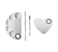 jojofuny Stainless Steel Makeup Palettes Set with 2 Spatulas for Easy to Wipe and Mixing Lipsticks, 2pcs Art Palettes for Salon and Personal Use