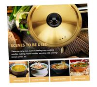 jojofuny Stainless Steel Ramen Noodle Pot with Double Handles and Lid Anti-Scald Non-Slip Korean Style Instant Noodles Cooking Pot for Home Office Camping Multipurpose Seafood and Soup Pan