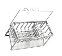 jojofuny Stainless Steel Sink Sponge Organizer with Quick Drainage Rack Kitchen Sink Drainer for Compact Spaces Multi-use Storage Rack for Soap Brushes and Dishcloths Easy No-Installation