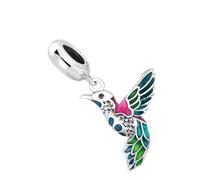 jojofuny Sterling Silver Kingfisher Bird Charm Bracelet Bead Pendant Diy Jewellery Making Supply for Women Colorful Enamel Animal Bead Accessory