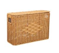 jojofuny Tall Narrow Imitation Rattan Storage Basket with Lid for Closet and Bedroom Dustproof Storage Space Optimization Small Woven with Decorative Rustic Style