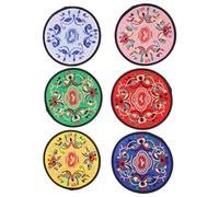 jojofuny Tea Cup Coasters Cloth Coasters 6pcs round Chinese Ethnic Style Fabric Insulated Non-slip Drink Mats Decorative Vintage for Party and Home Use