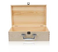jojofuny Unfinished Wood Box with Handle and Lock DIY Craft Box for Jewelry Keepsake Storage and Home Organization Sturdy Wooden Chest for Painting and Writing Projects
